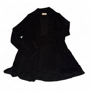 Altar'd State Black Fleece Ruffle Cardigan with Pockets